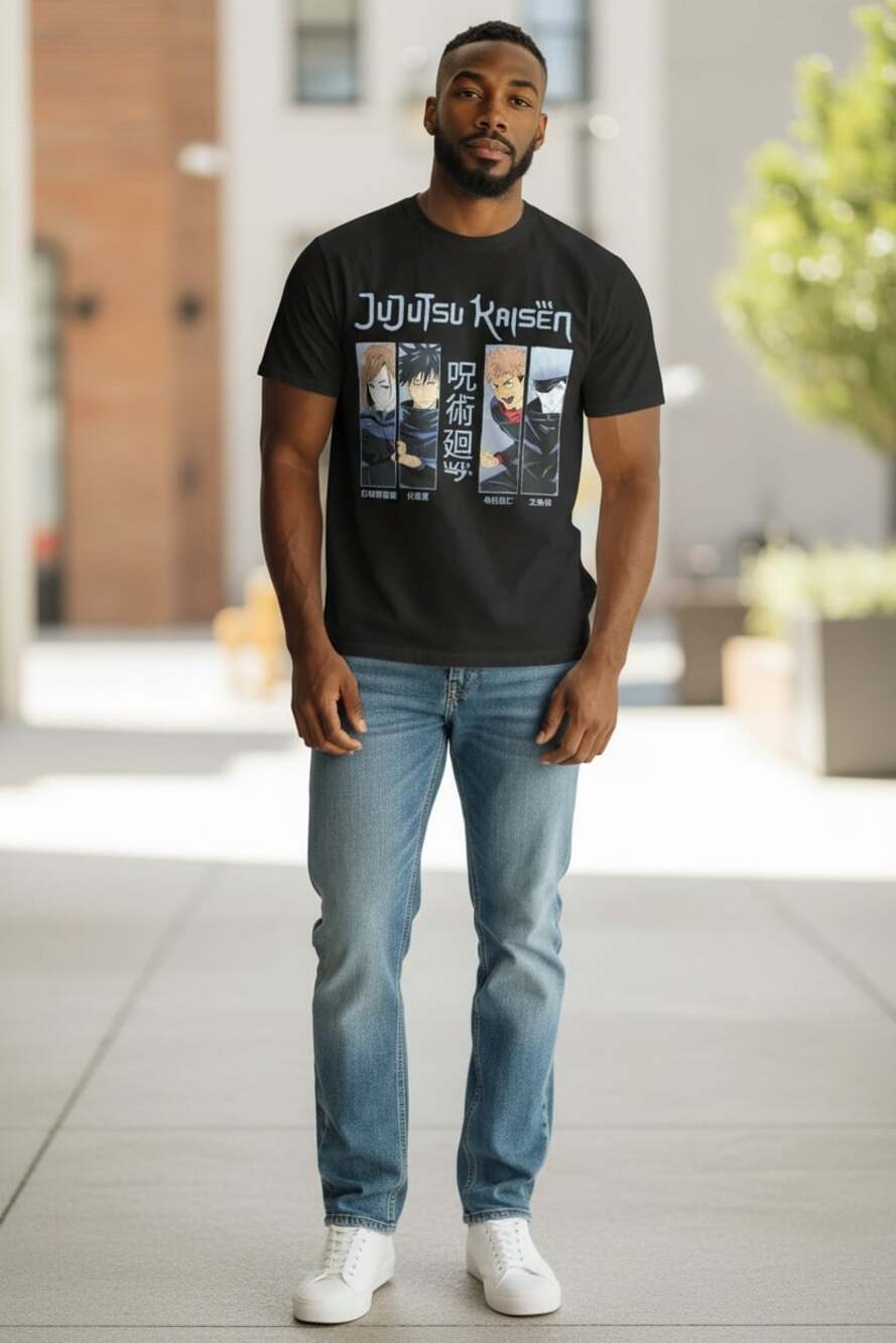 Jujutsu Kaisen Men's Black Anime Graphic T-Shirt - Picture 2 of 5